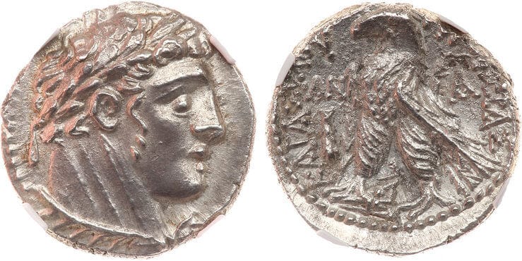 kosuke_dev 古代ギリシャ フェニキア 1/2シェケル銀貨 紀元前51(76/5)年 NGC MS