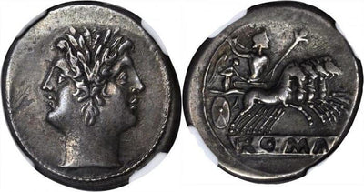 共和政ローマ ディオスクリ ディドラクマ 紀元前225-214/2年 NGC Ch. XF
