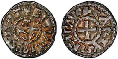 フランス シャルル2世 ドゥニエ 840-877年 PCGS MS63