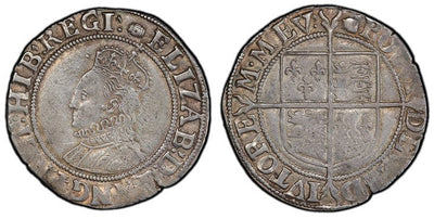 アンティークコインギャラリア グレートブリテン イングランド エリザベス1世 シリング銀貨 1592-1595年 PCGS XF45