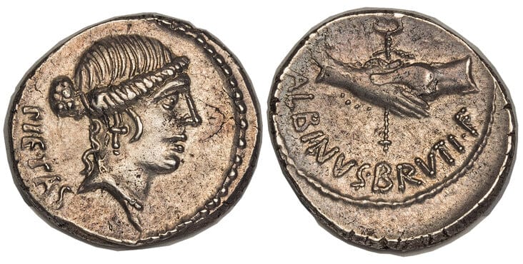 共和政ローマ デナリウス 銀貨 紀元前48年 NGC Ch. AU