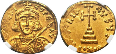 ビザンツ帝国 ティベリウス3世 ソリダス金貨 698-705年 NGC MS