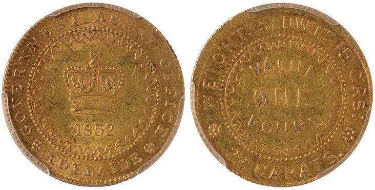 kosuke_dev オーストラリア アデレードポンド金貨 1852年 PCGS MS61