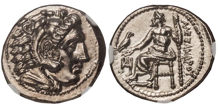 古代ギリシャ アレクサンドロス3世 ドラクマ銀貨 紀元前325-323年 NGC Ch. MS