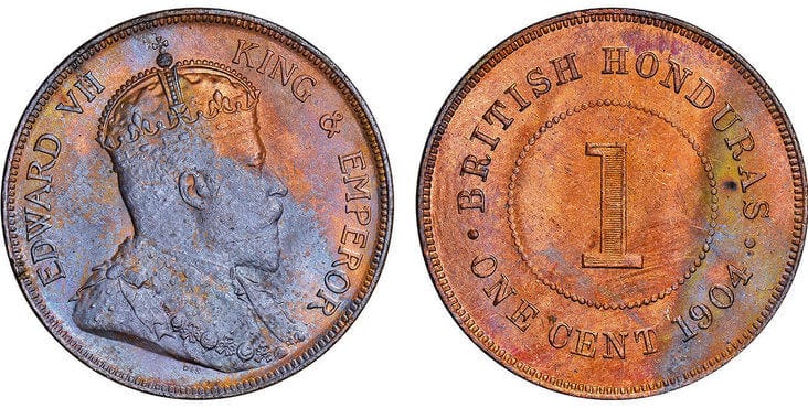 アンティークコインギャラリア 英領ホンジュラス エドワード7世 セント 1904年 NGC MS63RB