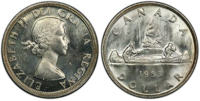カナダ エリザベス２世 カナダドル銀貨 1953年 PCGS MS64