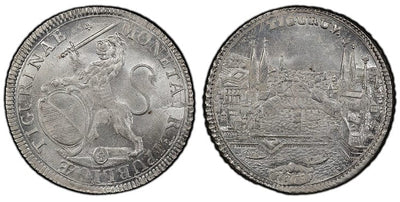 kosuke_dev スイス カントン チューリッヒ 都市景観 1/2ターレル銀貨 1768/7年 PCGS MS65