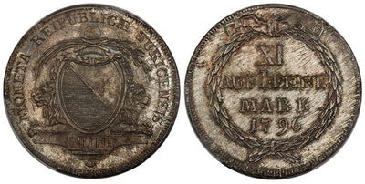 kosuke_dev スイス カントン チューリッヒ ターレル銀貨 1796年 PCGS MS66