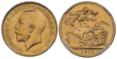 カナダ ジョージ5世 ソブリン金貨 1911年C NGC MS64
