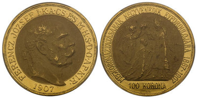 kosuke_dev ハンガリー フランツ・ヨーゼフ1世 100コロナ金貨 1907年 PCGS MS64