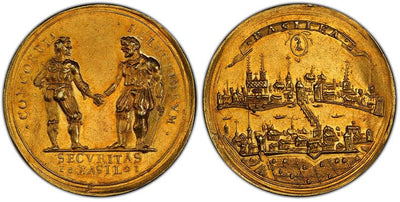 kosuke_dev スイス カントン バーゼル 都市景観 5ダカット金貨 1691年 PCGS AU58