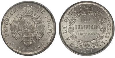 アンティークコインギャラリア ボリビア 1ボリビアーノ 1872年 PCGS MS63