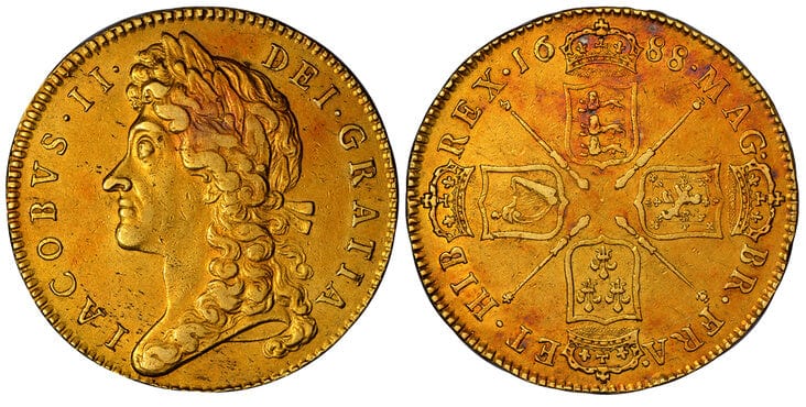 kosuke_dev グレートブリテン ジェームズ2世 5ギニア金貨 1688年  NGC XF45