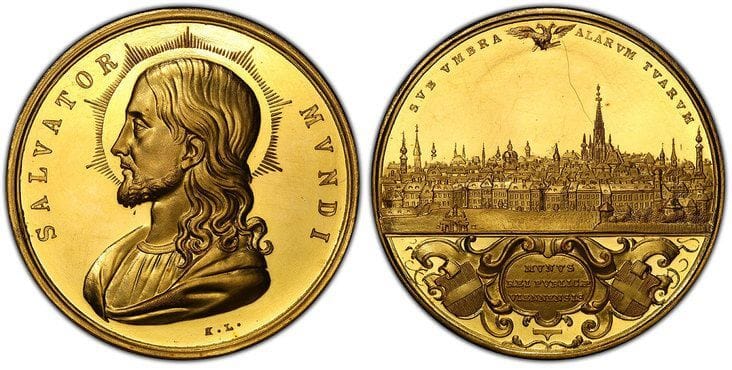 オーストリア ウィーン サルバトール・ムンディ 6ダカット金貨 1843-1856年 PCGS SP63
