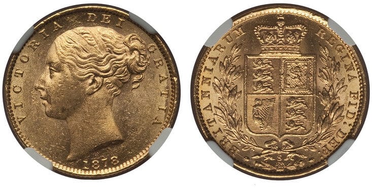 オーストラリア ヴィクトリア ソブリン金貨 1878年 NGC MS63