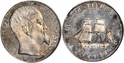 kosuke_dev デンマーク海上帝国 西インド諸島 フレデリク7世 20セント 1859年 PCGS PR66