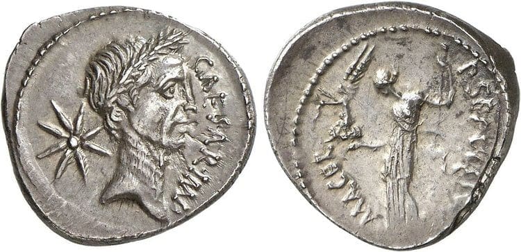 古代ローマ帝国 ユリウス・カエサル デナリウス貨 紀元前44年 NGC Ch. AU