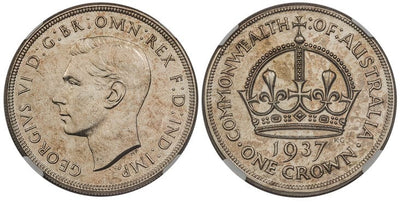 オーストラリア ジョージ6世 クラウン 銀貨 1937年 NGC MS64