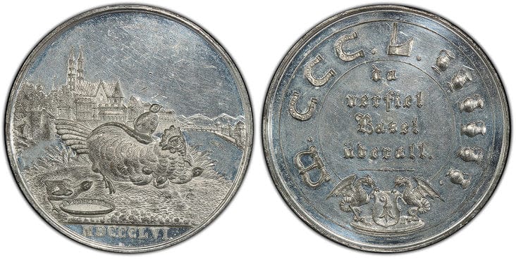 kosuke_dev スイス カントン バーゼル 都市景観 メダル 1856年 PCGS SP62