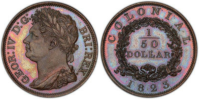 アンティークコインギャラリア 英領西インド諸島 1/50ドル 1823年 PCGS SP65BN