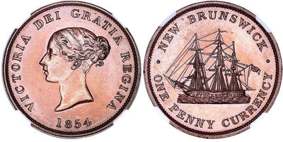 カナダ ヴィクトリア ペニー銅貨 1854年 NGC PR64BN