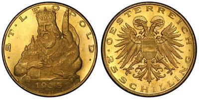 kosuke_dev オーストリア 聖レオポルド 25シリング金貨 1935年 PCGS PL66