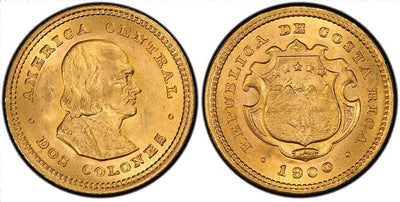 アンティークコインギャラリア コスタリカ共和国 コロンブス 2コロネス金貨 1900年 PCGS MS64