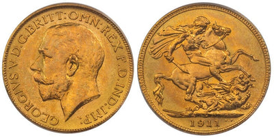 カナダ ジョージ5世 ソブリン金貨 1911年C PCGS MS64