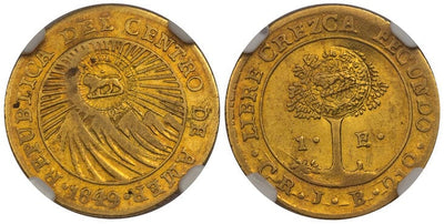 アンティークコインギャラリア コスタリカ共和国 エスクード金貨 1849-年 NGC XF Details Surface Hairlines
