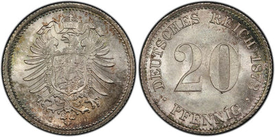 kosuke_dev ドイツ帝国 ヴィルヘルム1世 20ペニヒ銀貨 1873年 PCGS MS67