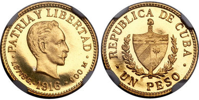 キューバ ホセ・マルティ ペソ金貨 1916年 PR66UCAM