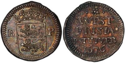 kosuke_dev オランダ ウエストフリースラント シュトゥーバー銀貨 1676年 PCGS MS63