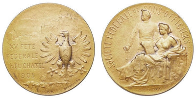 kosuke_dev スイス カントン ヌーシャテル メダル 1905年 Choice Mint State