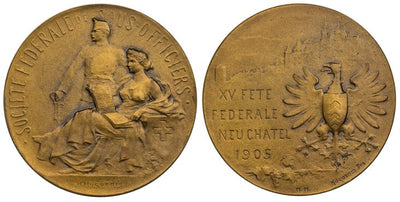 kosuke_dev スイス カントン ヌーシャテル メダル 1905年 NGC MS66BN