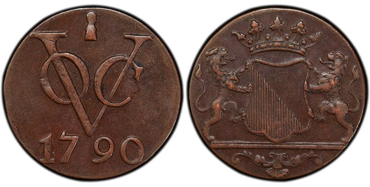 kosuke_dev オランダ領東インド ダァイト銅貨 1790年 PCGS AU50