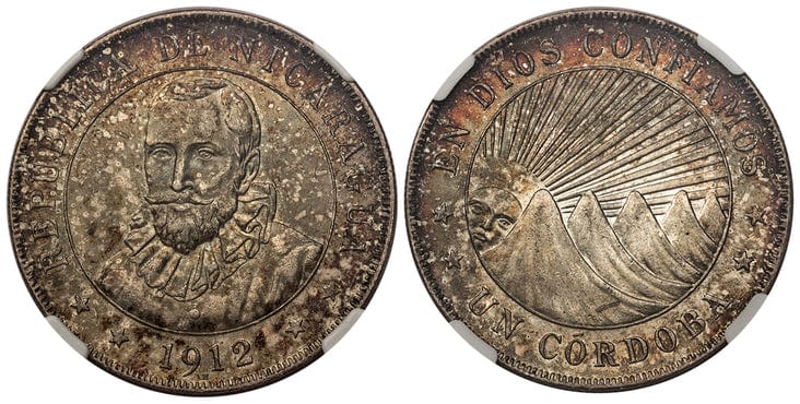ニカラグア コルドバ 銀貨 1912-H年 NGC MS62 | アンティークコイン