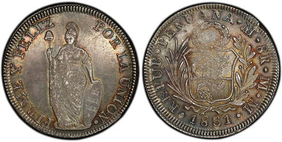 ペルー 8レアル銀貨 1826-LIMA年 PCGS MS62