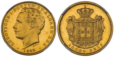kosuke_dev ポルトガル ルイス1世 10000レイス金貨 1880年 NGC MS64