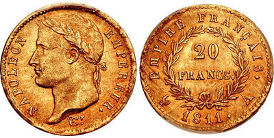 アンティークコインギャラリア フランス ナポレオン・ボナパルト 20フラン金貨 1811年 PCGS MS63+