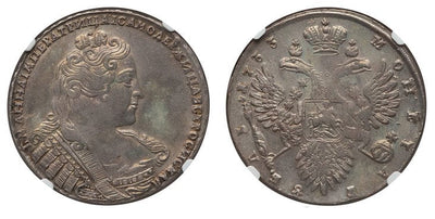 kosuke_dev ロシア ロシア皇帝アンナ 1733年 ルーブル 銀貨 美品