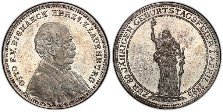 アンティークコインギャラリア ドイツ帝国 オットー・フォン・ビスマルク メダル 1895年 PCGS SP64