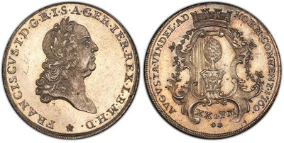 アンティークコインギャラリア ドイツ アウグスブルク フランツ1世 1/2ターレル 1760年 PCGS MS63