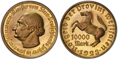 アンティークコインギャラリア ワイマール共和国 10000マルク銅貨 1923年 PCGS MS64
