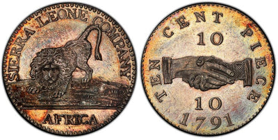 アンティークコインギャラリア シエラレオネ 10セント銀貨 1791年 PCGS PR63+