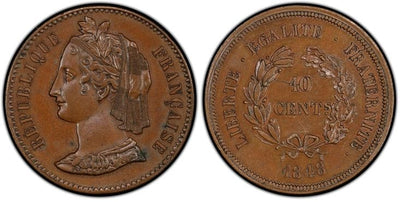 アンティークコインギャラリア フランス 10サンチーム銅貨 1848年 PCGS SP63BN