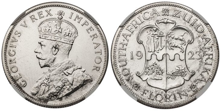kosuke_dev 南アフリカ ジョージ5世 フローリング銀貨 1923年 NGC PR62