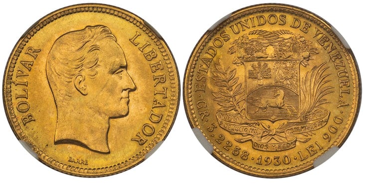 ベネズエラ 1911年 20 ボリバル金貨