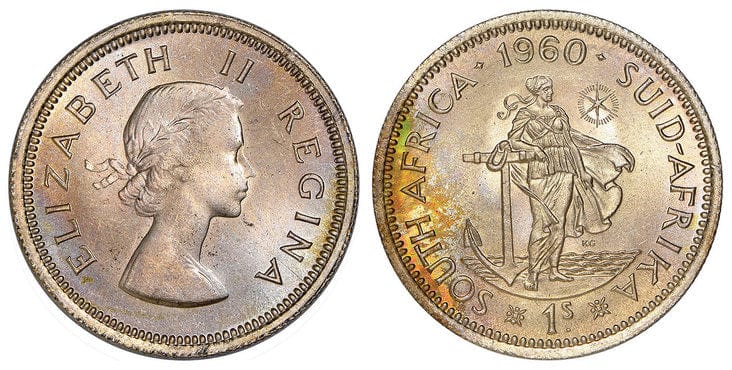 南アフリカ エリザベス2世 シリング銀貨 1956年 NGC MS66 | アンティークコインギャラリア