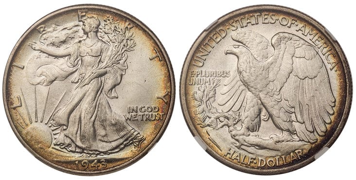 ウォーキングリバティ ハーフダラー 1943.1947年【アメリカ銀貨】*1