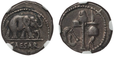 古代ローマ カエサル デナリウス貨 紀元前49-48年 NGC Ch. VF